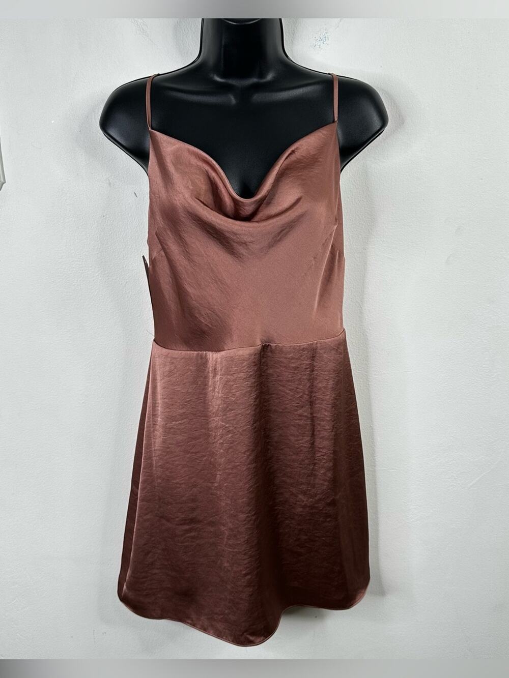 NEW Aritzia Sunday Best Spencer Satin Mini Slip Dress Chocolate Sorbet Womens M